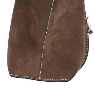 Dark Brown T Timeless Suede & Leather Shopping Tote Bag