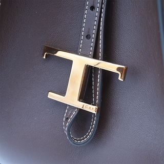 Dark Brown T Timeless Suede & Leather Shopping Tote Bag
