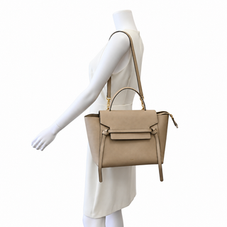 Grained Calfskin Taupe Mini Belt Bag