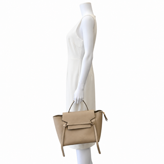Grained Calfskin Taupe Mini Belt Bag