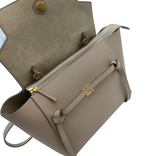 Grained Calfskin Taupe Mini Belt Bag