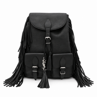Black Fringe Festival Leather Backpack