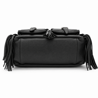 Black Fringe Festival Leather Backpack