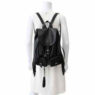 Black Fringe Festival Leather Backpack