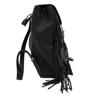 Black Fringe Festival Leather Backpack