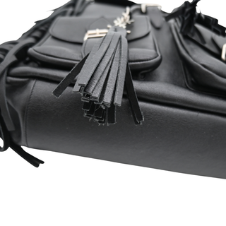 Black Fringe Festival Leather Backpack