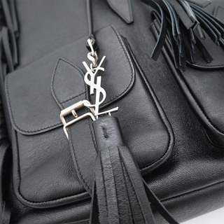 Black Fringe Festival Leather Backpack