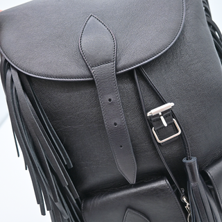 Black Fringe Festival Leather Backpack