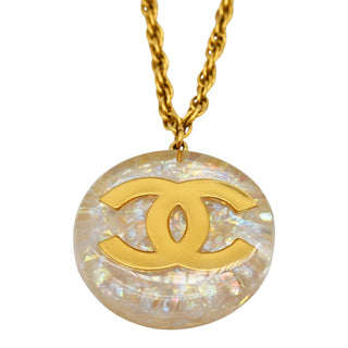 Opalescent CC Logo Pendant Necklace