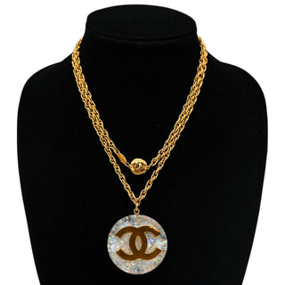 Opalescent CC Logo Pendant Necklace