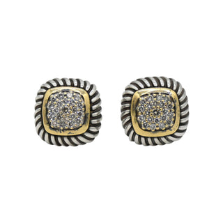 Two-Tone Albion Pave Diamond Stud Earrings