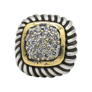 Two-Tone Albion Pave Diamond Stud Earrings