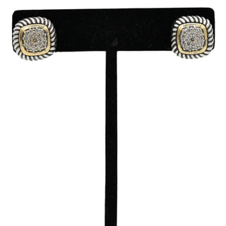 Two-Tone Albion Pave Diamond Stud Earrings