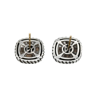 Two-Tone Albion Pave Diamond Stud Earrings