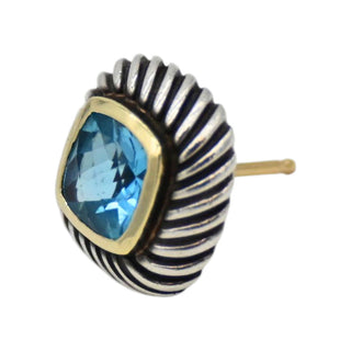 Two-Tone Albion Blue Topaz Stud Earrings