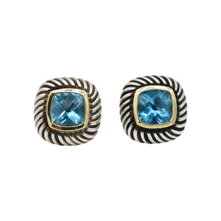 Two-Tone Albion Blue Topaz Stud Earrings
