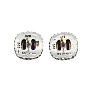 Two-Tone Albion Amethyst Stud Earrings