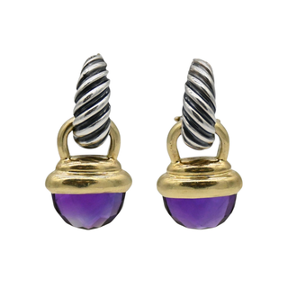 Two-Tone Amethyst Acorn Drop Earrings