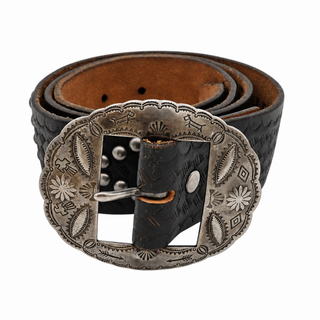 Tooled Embellished Leather Western Belt