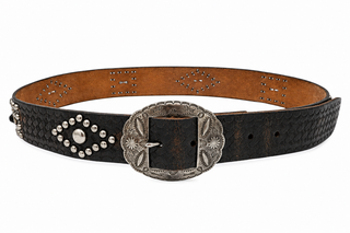 Tooled Embellished Leather Western Belt