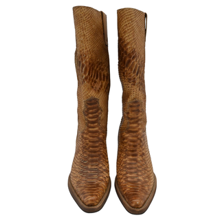 Embossed Exotic-Style Leather Western Boots