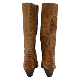 Embossed Exotic-Style Leather Western Boots