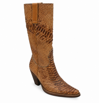 Embossed Exotic-Style Leather Western Boots