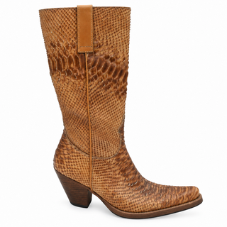 Embossed Exotic-Style Leather Western Boots