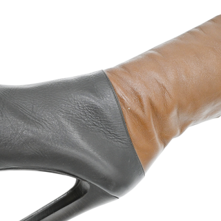 Colorblock Leather Knee-High Platform Boots