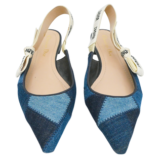 J'Adior Denim Patchwork Slingback Flats