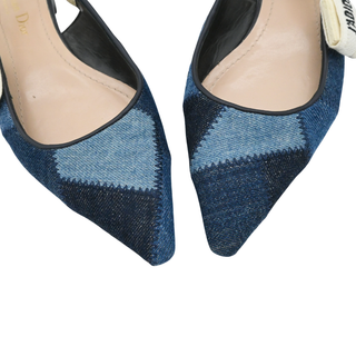 J'Adior Denim Patchwork Slingback Flats