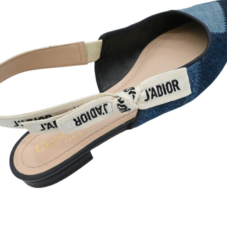 J'Adior Denim Patchwork Slingback Flats