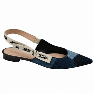 J'Adior Denim Patchwork Slingback Flats