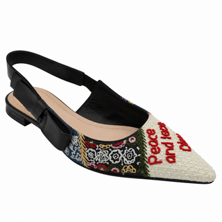 Peace and Love Embroidered Slingback