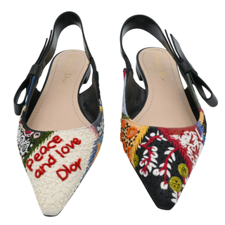Peace and Love Embroidered Slingback