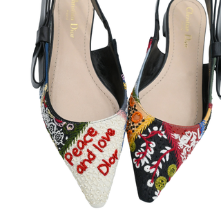 Peace and Love Embroidered Slingback