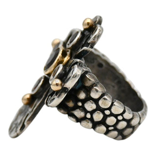 Sterling Silver Red Gemstone Cross Statement Ring