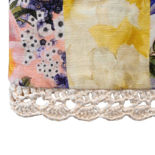 Floral Patchwork Linen Wrap Midi Skirt