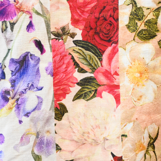 Floral Patchwork Linen Wrap Midi Skirt