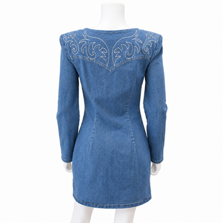 Embroidered Western Denim Mini Dress