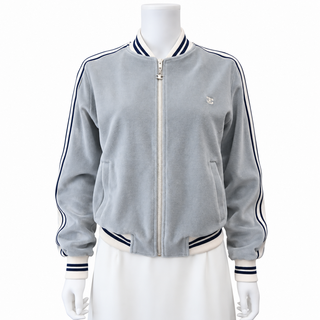 Gray Velvet Jersey Teddy Track Jacket