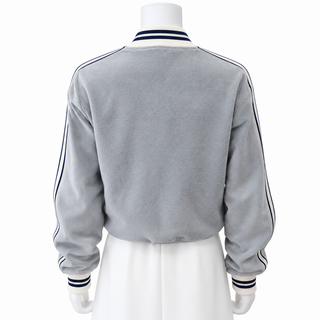 Gray Velvet Jersey Teddy Track Jacket