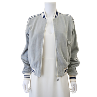 Gray Velvet Jersey Teddy Track Jacket