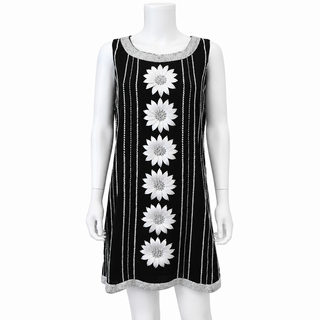 Beaded Floral Sleeveless Shift Dress