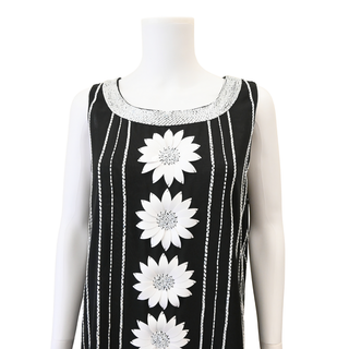 Beaded Floral Sleeveless Shift Dress
