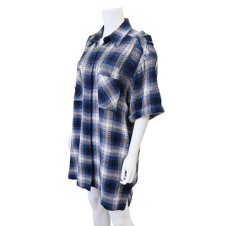 GOLDEN GOOSE | 3D Cotton Check Baguette Embroidered Overshirt Dress