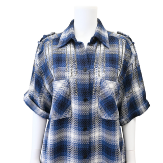 GOLDEN GOOSE | 3D Cotton Check Baguette Embroidered Overshirt Dress