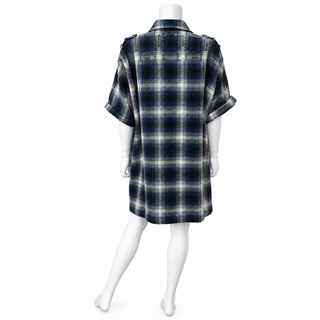 GOLDEN GOOSE | 3D Cotton Check Baguette Embroidered Overshirt Dress