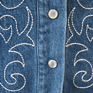 Embroidered Western Denim Mini Dress