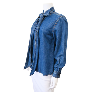 Blue Bow Tie Denim Shirt